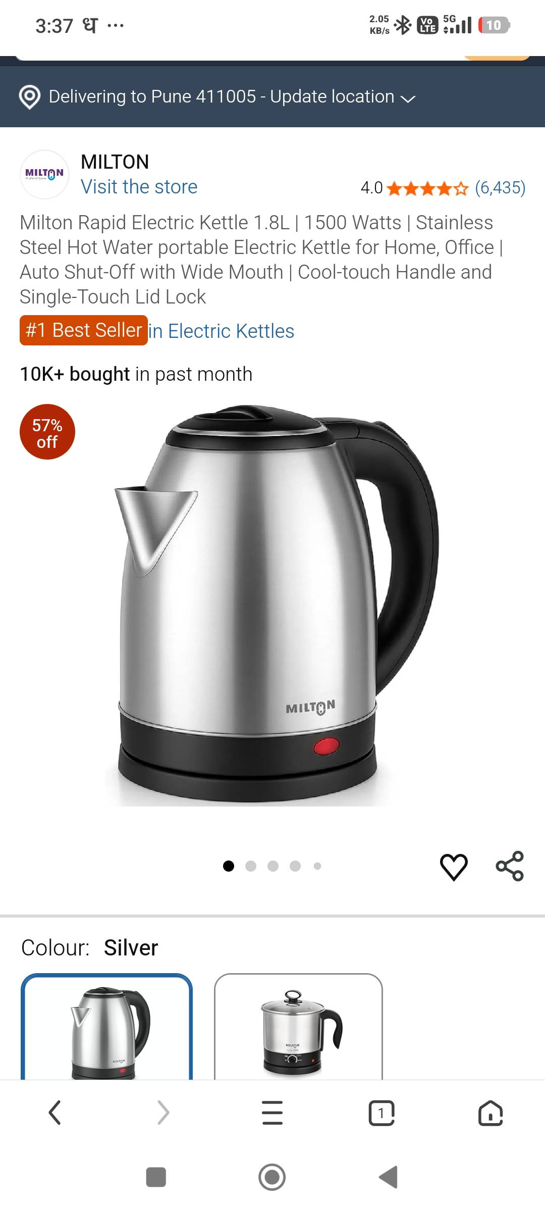 MILTON Rapid-EK18 Stainless Steel Kettle 1.8L with Automatic Shut-Off